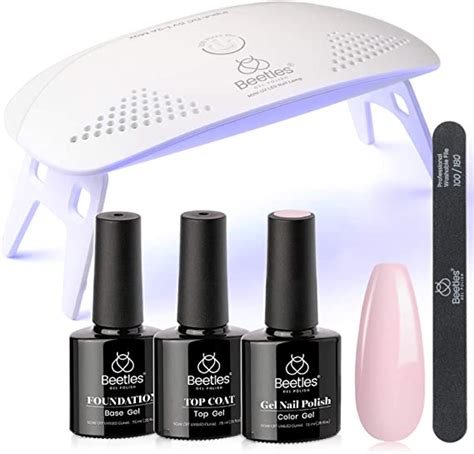 Amazon Beetles Nude Pink Gel Nail Polish Kit With UV LED Light And Base Gel Top Coat