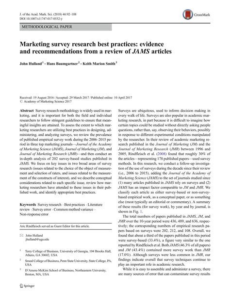 SOLUTION: Marketing survey research best practices - Studypool
