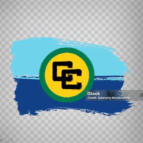 Flag Caribbean Community Brush Stroke Background Flag Of Caribbean
