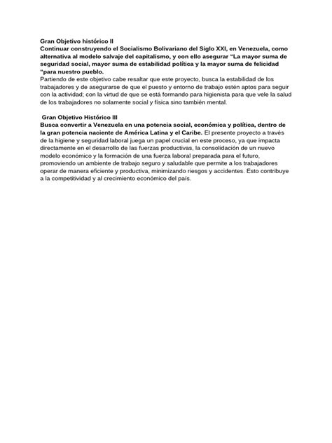 Plan De La Patria Al Proyecto Pdf