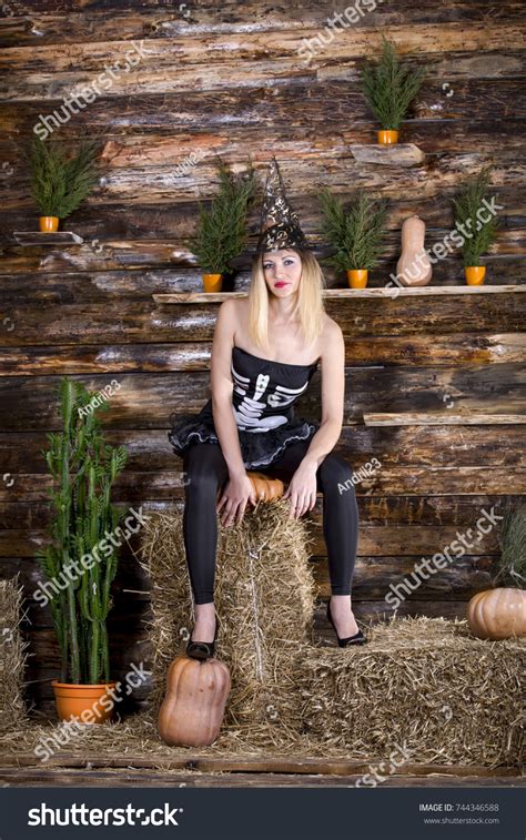 Sexy Blonde Skeleton Costume Halloween Stock Photo Shutterstock