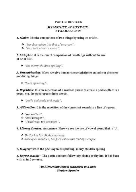 Poetic Devices Explained - 12 CBSE Exam Notes - Studocu