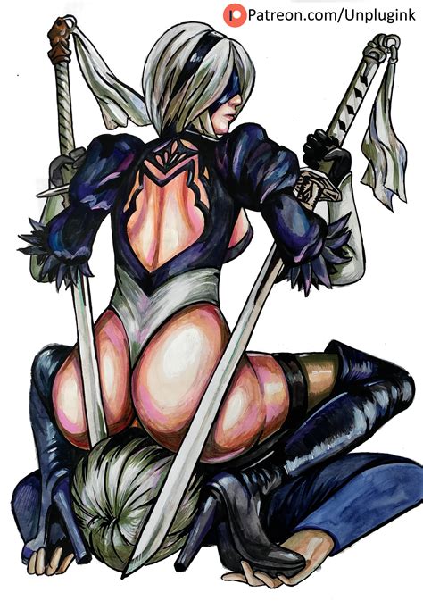 Nier 2B Facesitting On 9S With Her Gorgeous Butt By Unplugink Hentai Foundry