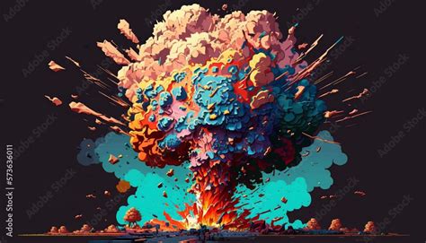 Pixel art explosion painterly generative AI Stock Illustration | Adobe ...