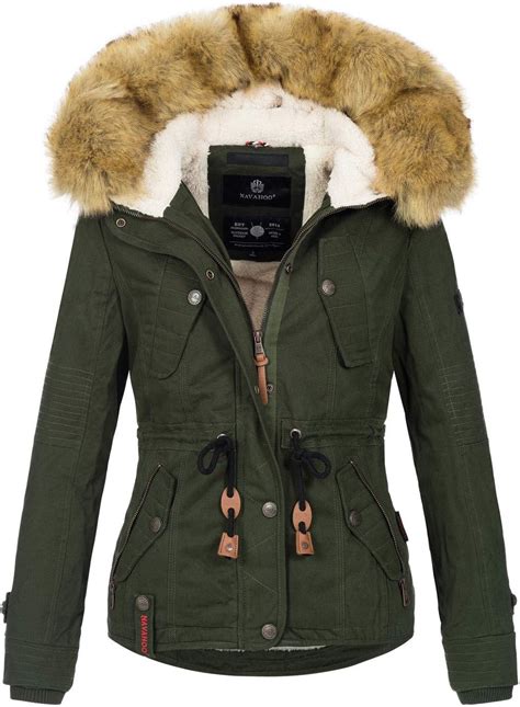 Navahoo Warme Damen Designer Winter Jacke Winterjacke Mit Kapuze Und