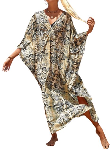 Liangchengmei Women S Print Turkish Kaftan Beachwear Bikini Cover Up Maxi Dress Walmart