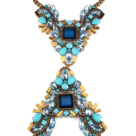 Buy Wholesale Alloy Rhinestone Flower Pendant Gem Necklace Bikini Beach Dress Decro Body Chain