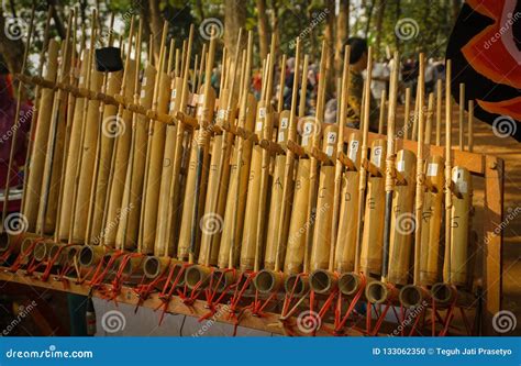 angklung traditional wood  instrument played  west java