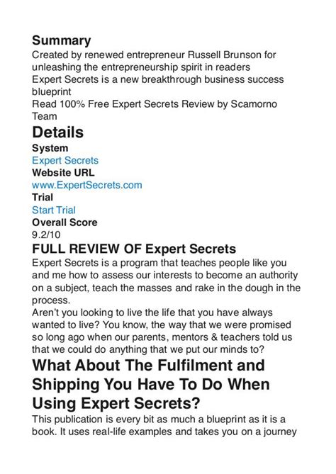 Expert Secrets Russell Brunson PDF Review 1 Expert Secrets Russell ...