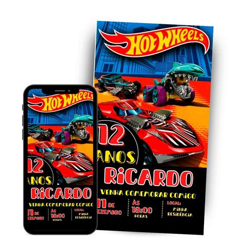 Convite Digital Para Festa Anivers Rio Infantil Hot Wheels Elo