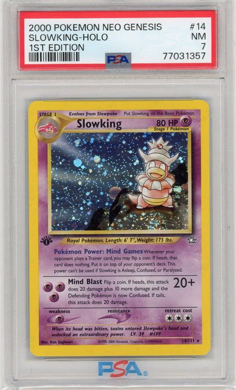 2000 Pokemon Slowking 1st Edition Neo Genesis 14 111 Holo Rare PSA 7