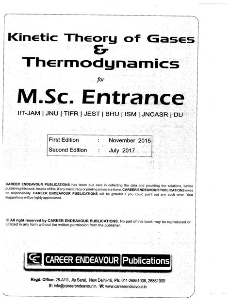 Sears Salinger Thermodynamics Kinetic Theory And 8