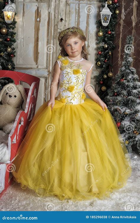 Blonde Princess In A Smart Yellow Dress Stock Photo Image Of Girl Blonde