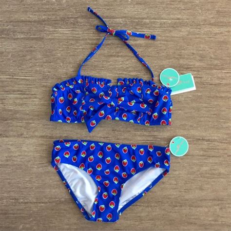 Copper Key Swim Hp Girls Strawberry Ruffle Bikini 2 Piece Set Poshmark