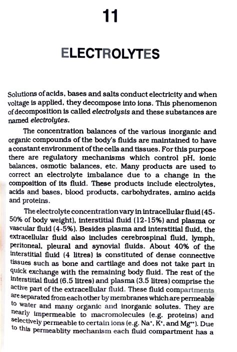 Electrolyte- full chapter - 11 ELECTROLYTES Solutions of acids, bases