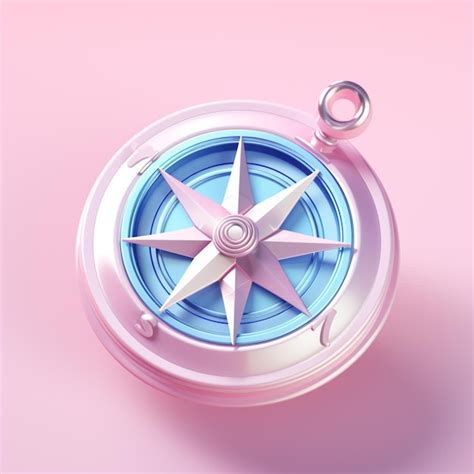 A Close Up Of A Pink And Blue Compass On A Pink Surface Generative Ai