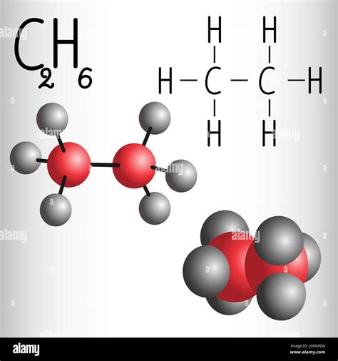 Chemische Formel Und Molek L Modell Von Ethan C H Vektorgrafik Stock