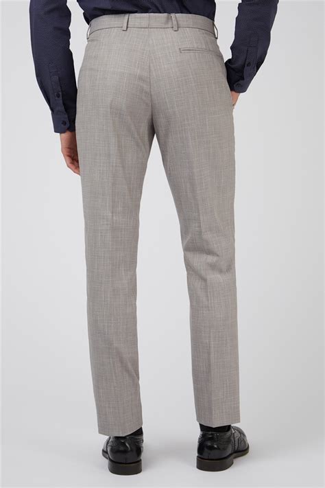 Limehaus Slim Fit Grey Textured Trousers