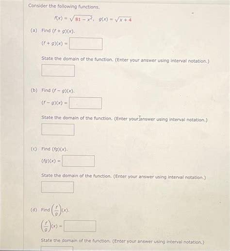 Solved Consider The Following Functions F X 81x2 G X X 4 Chegg