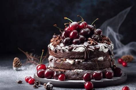 Premium Ai Image Schwarzwald Cake Chocolate Cake With Buttercream And
