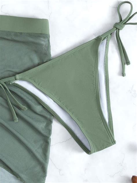 SHEIN Swim Basics 4pack Push Up Thong Bikini Swimsuit With Cover Up Bandana SHEIN USA