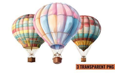 Summer Pastel Hot Air Balloon Clipart PNG