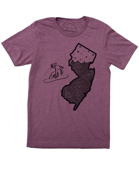 Large New Jersey Shirt Snowboarding Print On Purple Tee In A Soft