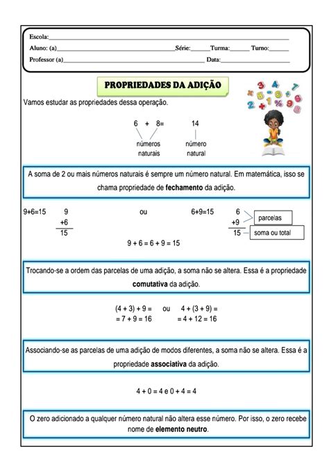 👍matemática Adição Atividade De Matemática Para Trabalhar As