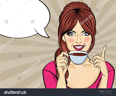 Sexy Blonde Pop Art Woman Coffee Stock Vector Royalty Free 1198353604