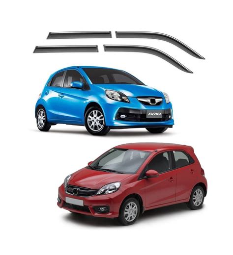 Wheelcore Unbreakable Chrome Line Door Visor Compatible For Honda Brio