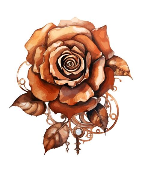 Premium Vector Steampunk Rose Flower Watercolor Clipart Vector