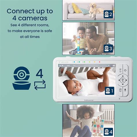 5 Hd Split Screen Baby Monitor Babysense Video Baby Monitor With