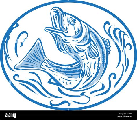 Rockfish Jumping Up Oval Drawing Stock Vector Image & Art - Alamy