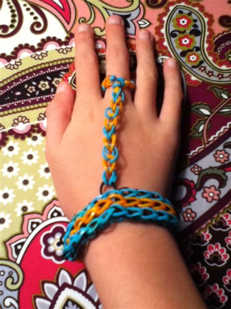 Rainbow Loom Bracelet With A Finger Ring Triple Bracelets With