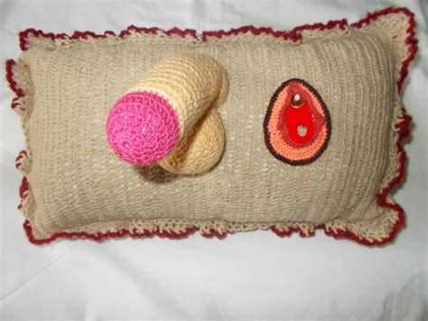 Cute Penis Or Vagina Crochet Pillow Knitted Handmade Sex Adult Etsy