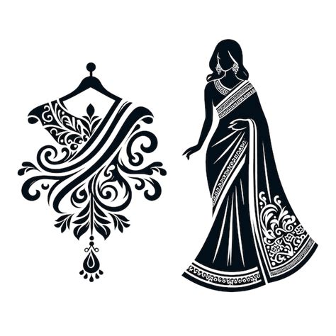 Premium Vector Vector Saree With Women Figure Clothing Logo Design