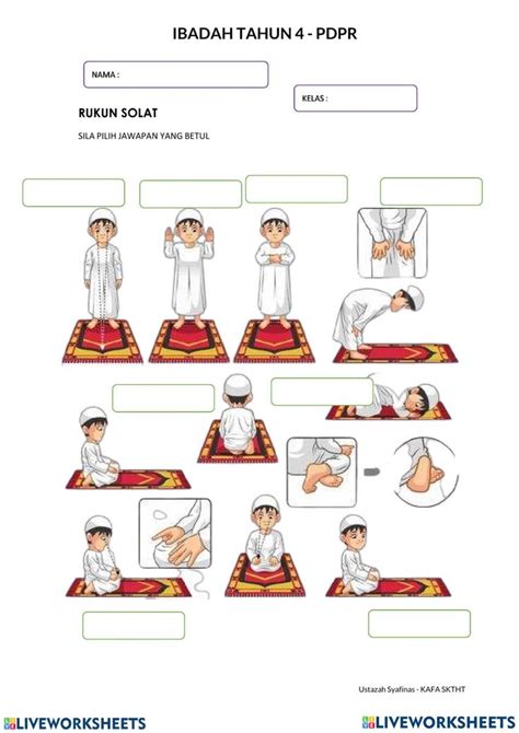 Rukun Solat Tahun 4 (KAFA) worksheet | Worksheets, Arabic alphabet letters, School subjects