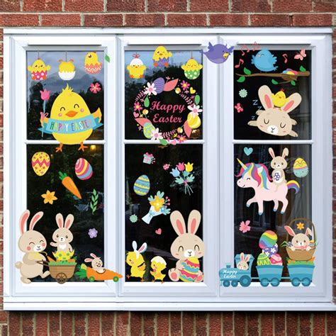 Easter Decorations Window Stickers 9 Sheets 130 Pcs Easter Decorations