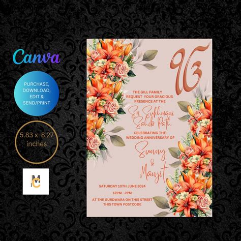 Sukhmani Sahib Path Invitation Template Digital Editable I Etsy