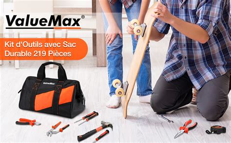 ValueMax Kit d Outils 219 Pièces avec Sac Durable Caisse à Outils