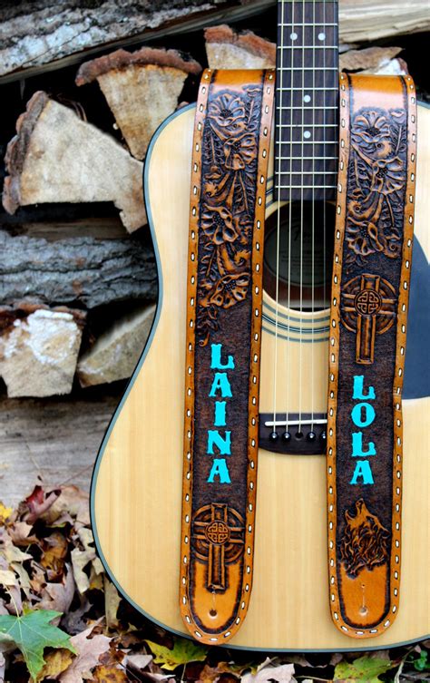 9 Tooled Leather Guitar Strap TheadonaMinara