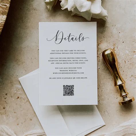 Elegant Romance Wedding Guest Details Qr Code Enclosure Card Zazzle