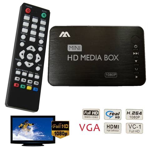 Mini Full HD 1080p Media Player Box with HDMI/VGA/AV/MMC/Optical Blu ...