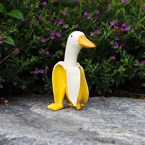 Lhocm Garden Decor Statues Figurines Ornaments Creative Resin Banana Duck Garden Gnomes