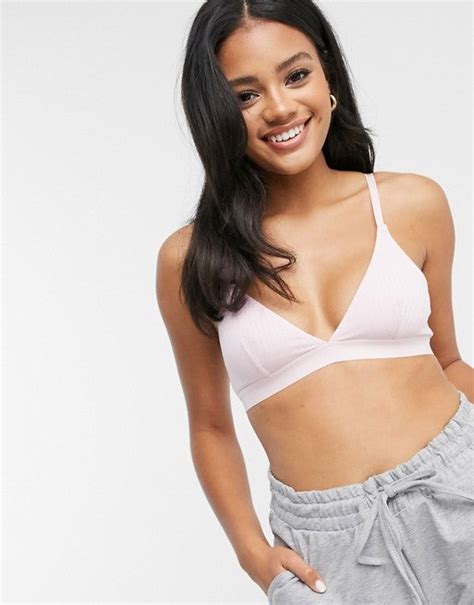 Monki Organic Cotton Ribbed Bralette