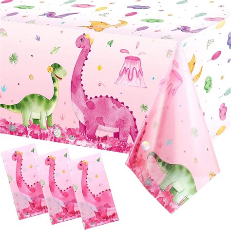 Miruwtog Dinosaur Birthday Party Supplies Girl Dinosaur Birthday Tablecloth Girl