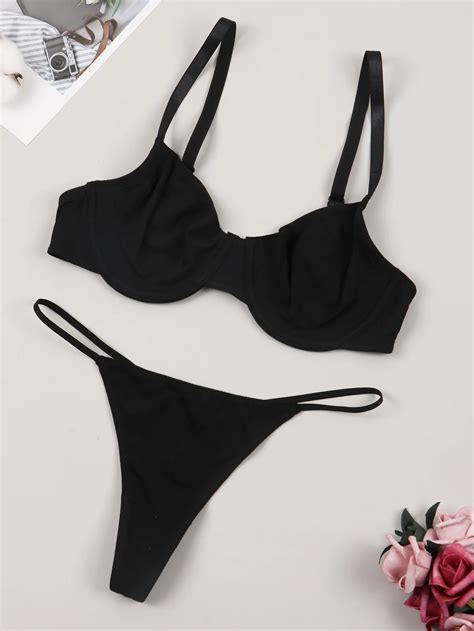 Sem Suti Acolchoado Tanga Baixa Para Mulheres Roupa Interior Sexy Conjunto De Lingerie