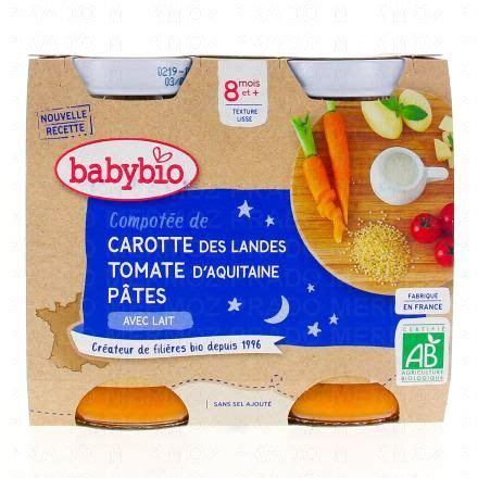 BABYBIO Repas du Soir Petits pots Compotée de carottes des Landes