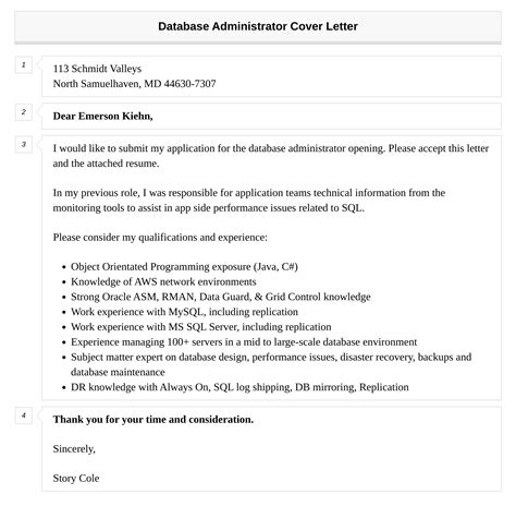 Database Administrator Cover Letter Velvet Jobs