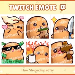 Twitch Emote Cute Potato Emotes Pack Pat Sip Knife Money This